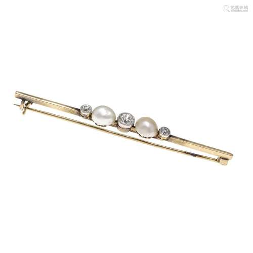 Old cut diamond bead pin GG/WG 585