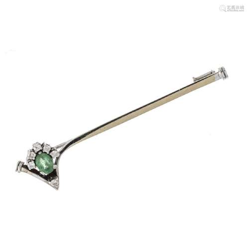 Emerald diamond bar pin WG 585/000