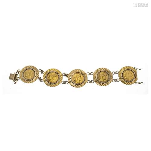 Coin bracelet GG 750/000 with 5 pi