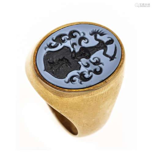 Signet ring GG 585/000 oval layer