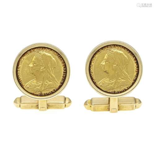 Coin cufflinks GG 585/000 each wit