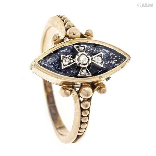 Enamel diamond rose shuttle ring R