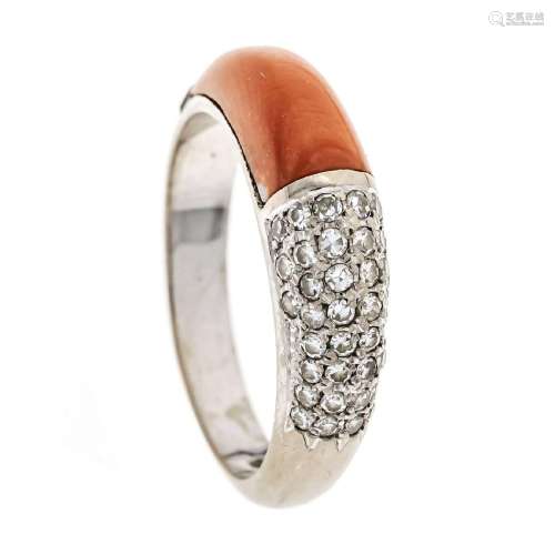 Coral diamond ring WG 750/000 with