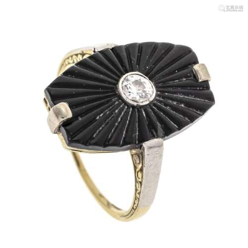 Art Deco onyx old cut diamond ring