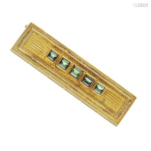 Tourmaline brooch GG 585/000 granu