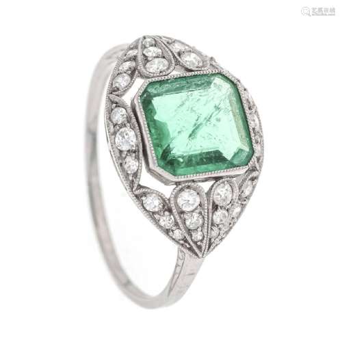 Art Deco emerald ring platinum 850