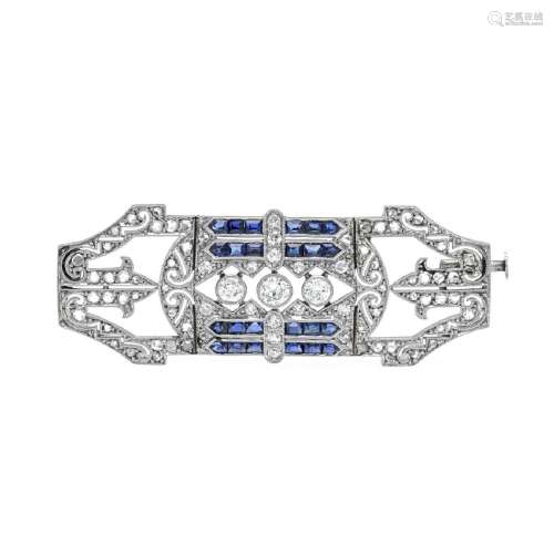 Art Deco sapphire old cut diamond