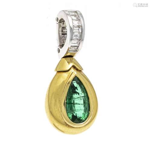 Emerald diamond clip pendant GG/WG
