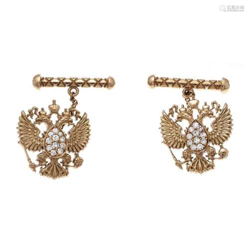 Diamond cufflinks Russian coat of