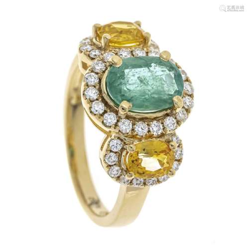 Emerald-sapphire ring GG 750/000 w