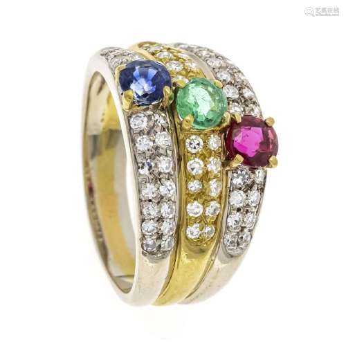 Ruby emerald sapphire diamond ring