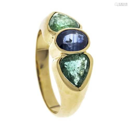 Emerald-sapphire ring GG 750/000 w