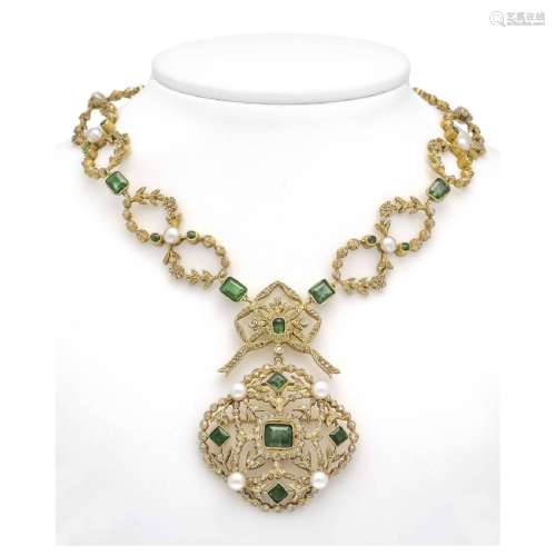 Emerald pearl diamond necklace GG
