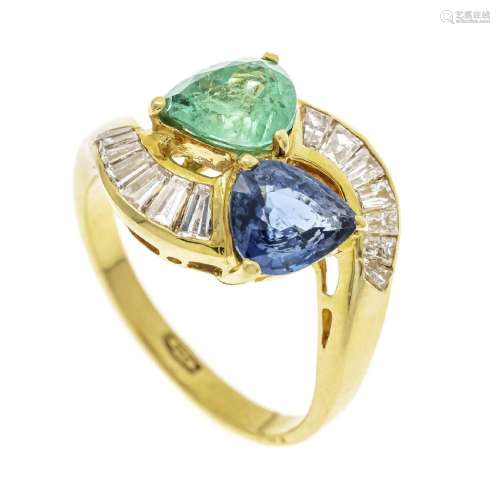 Sapphire emerald ring GG 750/000 w