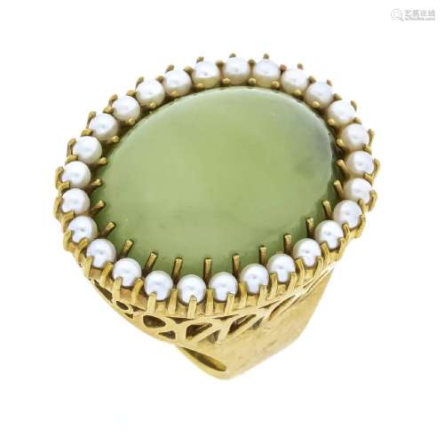 Jade seed bead ring GG 585/000 wit