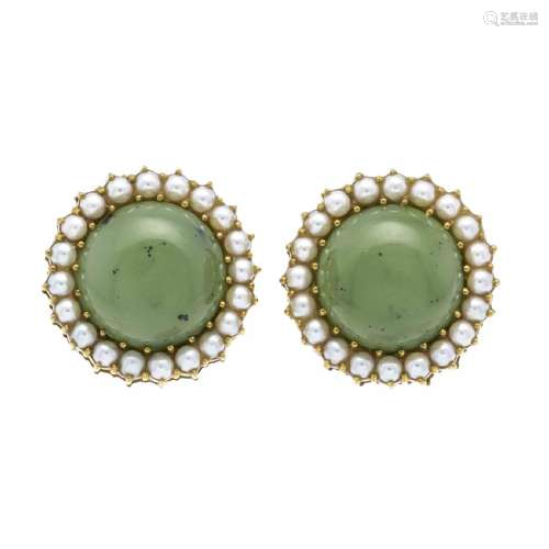 Jade seed bead ear clips GG 585/00