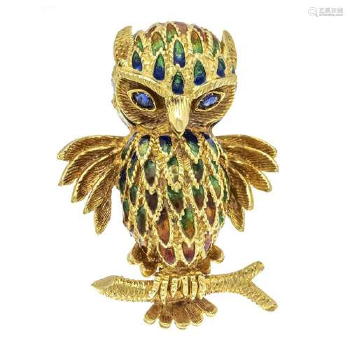 Owl enamel brooch GG 750/000 part