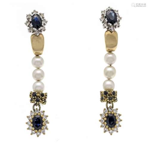 Sapphire pearl diamond earrings GG