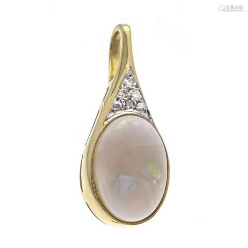 Milk opal diamond pendant GG/WG 58