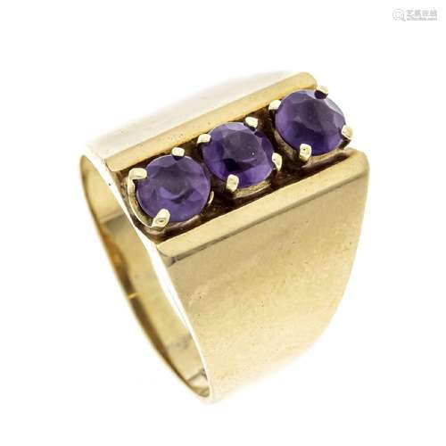 Amethyst ring GG 585/000 with 3 ro