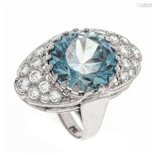 Zircon diamond ring WG 750/000 wit