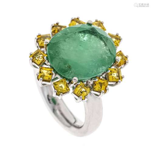 Emerald-sapphire ring WG 750/000 w