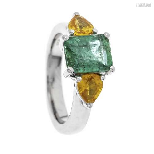 Emerald-sapphire ring WG 750/000 w