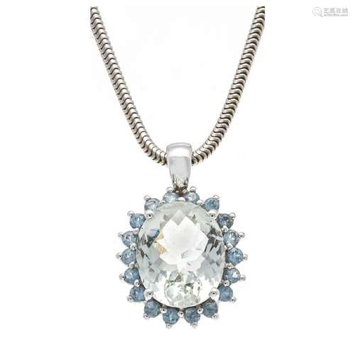 Prasiolite blue topaz pendant WG 5