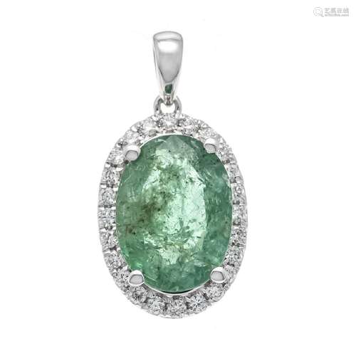 Emerald diamond pendant WG 750/000