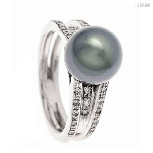 Tahitian pearl diamond ring WG 750