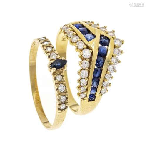 Set of 2 rings with white and blue