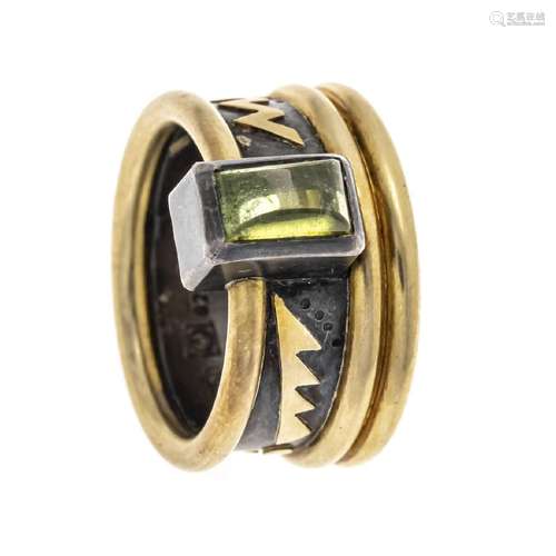 Peridot ring GG 750/000 and silver