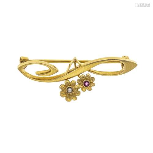 Art Nouveau brooch GG 585/000 unst