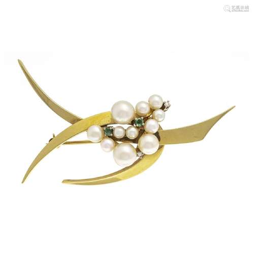 Akoya emerald brooch GG/WG 585/000