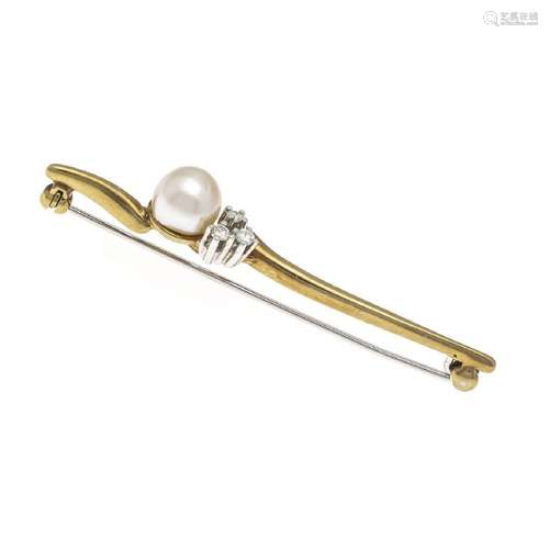 Pearl diamond bar pin 585/000 unst