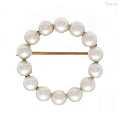 Pearl ring brooch GG 585/000 with