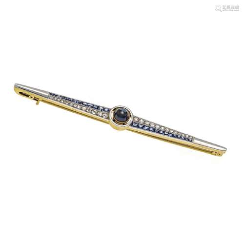 Sapphire-diamond bar brooch circa