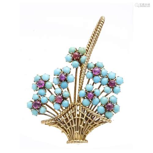 Flower basket brooch RG 585/000 wi