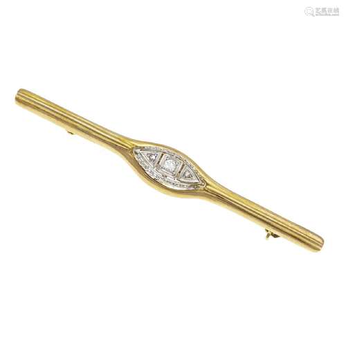 Art Deco bar pin RG/WG 585/000 wit