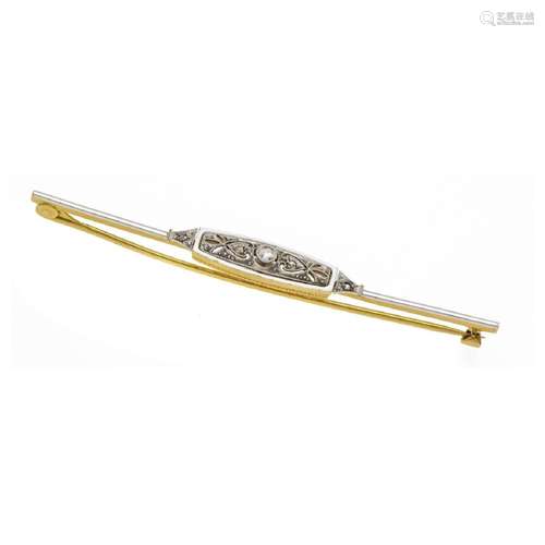 Art Deco bar brooch GG/WG 750/000