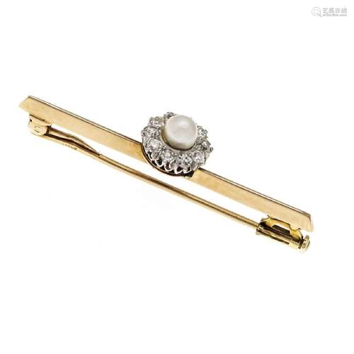 Akoya pearl diamond brooch RG/WG 5