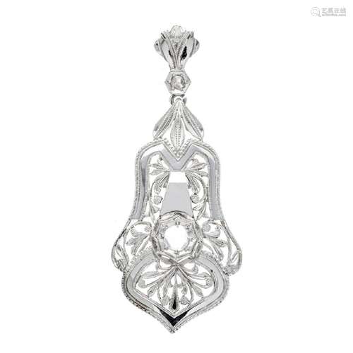 Filigree diamond rose pendant WG 5