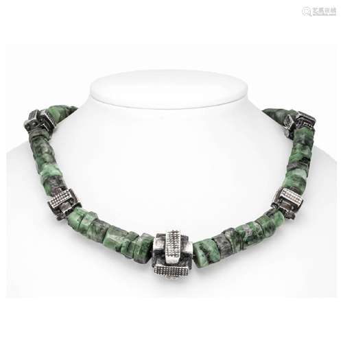 Design emerald necklace with geome