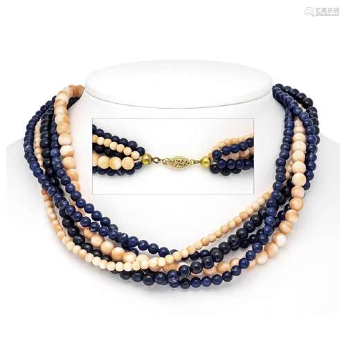 Lapis lazuli coral necklace with p