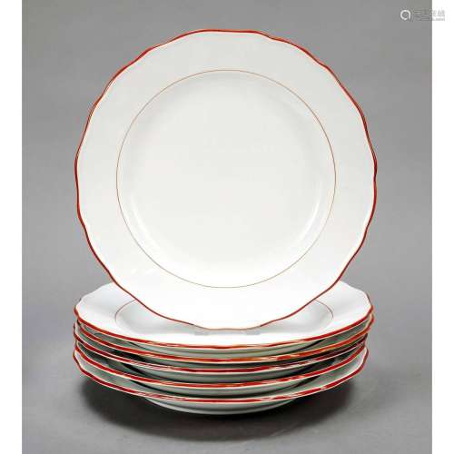 Set of 6 dinner plates, Meissen,
