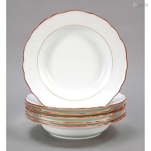 Set of 6 soup plates, Meissen, ma