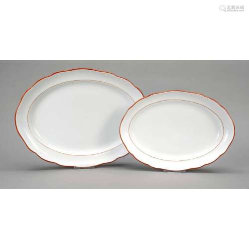 Two oval serving plates, Meissen,