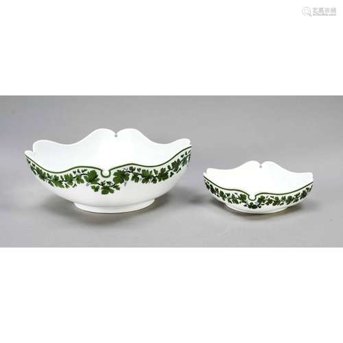 Two potato bowls, Meissen, knob s