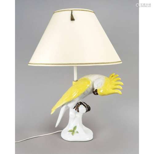 Figural lamp with cockatoo, 20th