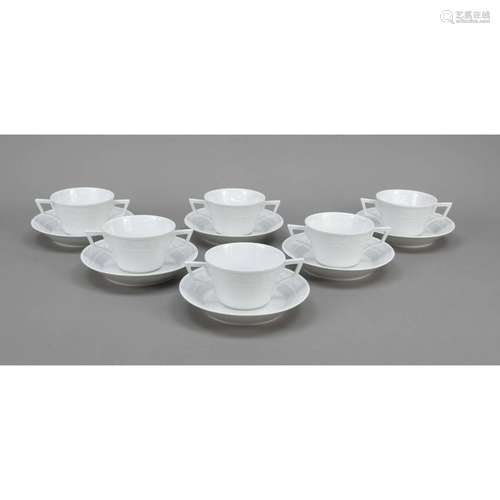 Six soup cups with saucer, KPM Be